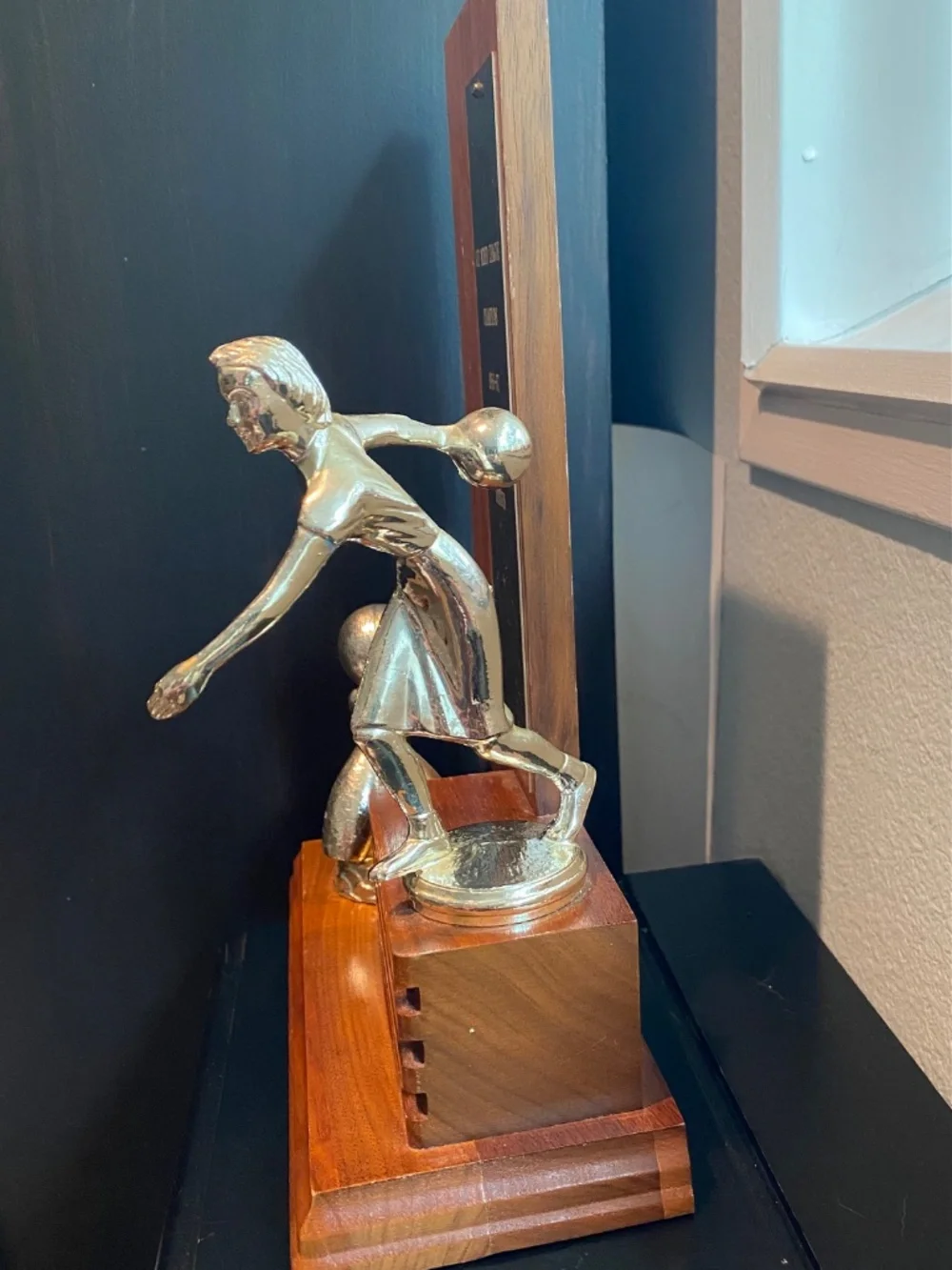 🎳 Bowling Trophy, Ladies, Wooden Vintage 🏆 Craftsmanship, Solid Wood, Unique